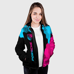 Куртка с капюшоном женская Porsche - neon gradient: по-вертикали, цвет: 3D-черный — фото 2