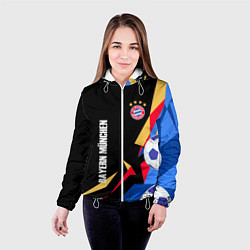 Куртка с капюшоном женская Bayern munchen Sport - цветные геометрии, цвет: 3D-белый — фото 2