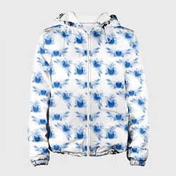 Куртка с капюшоном женская Blue floral pattern, цвет: 3D-белый
