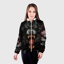 Куртка с капюшоном женская Злой волк с открытой пастью, цвет: 3D-белый — фото 2