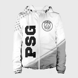 Куртка с капюшоном женская PSG sport на светлом фоне: символ и надпись вертик, цвет: 3D-белый