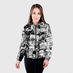 Куртка с капюшоном женская Человек-бензопила паттерн, цвет: 3D-черный — фото 2