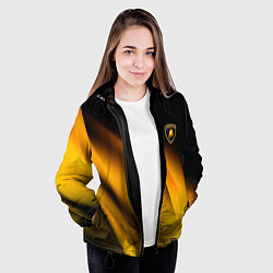 Куртка с капюшоном женская Ламборгини - желтая абстракция, цвет: 3D-черный — фото 2