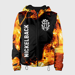 Куртка с капюшоном женская Nickelback и пылающий огонь, цвет: 3D-черный