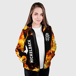 Куртка с капюшоном женская Nickelback и пылающий огонь, цвет: 3D-черный — фото 2