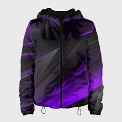 Куртка с капюшоном женская Черно-фиолетовая геометрическая абстракция, цвет: 3D-черный