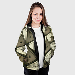 Куртка с капюшоном женская 3D иллюзия-пирамиды, цвет: 3D-черный — фото 2