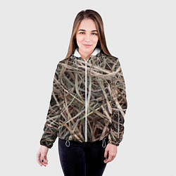 Куртка с капюшоном женская Обычная высохшая трава - авангард, цвет: 3D-белый — фото 2