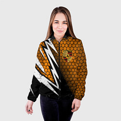 Куртка с капюшоном женская Порше - Кибер-броня, цвет: 3D-черный — фото 2