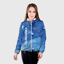 Куртка с капюшоном женская Subaru - капли, цвет: 3D-белый — фото 2