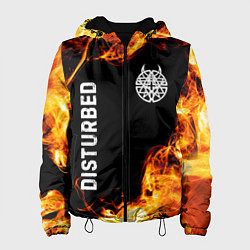 Куртка с капюшоном женская Disturbed и пылающий огонь, цвет: 3D-черный