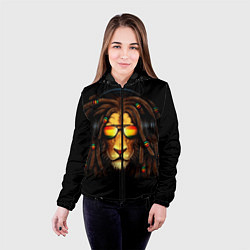 Куртка с капюшоном женская Лев в наушниках с дредами, цвет: 3D-черный — фото 2