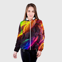 Куртка с капюшоном женская Neon rainbow lava, цвет: 3D-белый — фото 2