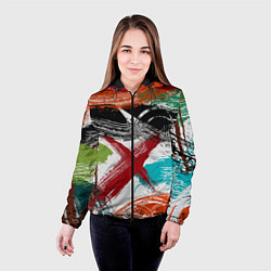 Куртка с капюшоном женская Мазки кистью по холсту цветной краской abstraction, цвет: 3D-черный — фото 2
