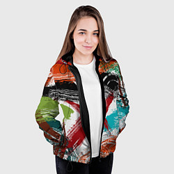 Куртка с капюшоном женская Мазки кистью по холсту цветной краской abstraction, цвет: 3D-черный — фото 2