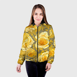 Куртка с капюшоном женская Яркие желтые бутоны, цвет: 3D-черный — фото 2