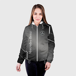 Куртка с капюшоном женская Mercedes абстракция карбон, цвет: 3D-белый — фото 2