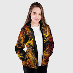 Куртка с капюшоном женская Фрактальные перья, цвет: 3D-черный — фото 2