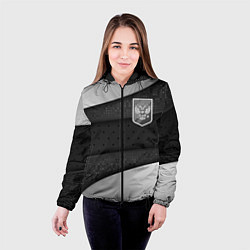 Куртка с капюшоном женская Черно-белый герб России, цвет: 3D-черный — фото 2