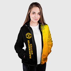 Куртка с капюшоном женская Manchester United - gold gradient: по-вертикали, цвет: 3D-черный — фото 2