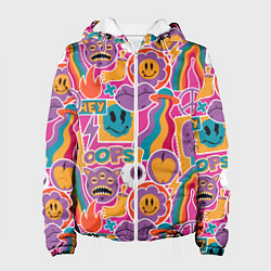 Куртка с капюшоном женская Психоделические страшилки, цвет: 3D-белый