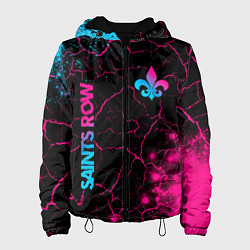 Куртка с капюшоном женская Saints Row - neon gradient: надпись, символ, цвет: 3D-черный