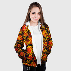 Куртка с капюшоном женская Хохлома роспись, цвет: 3D-белый — фото 2