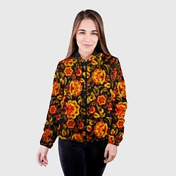 Куртка с капюшоном женская Хохлома роспись, цвет: 3D-черный — фото 2