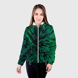 Куртка с капюшоном женская Объёмные острые зелёные фигуры, цвет: 3D-белый — фото 2
