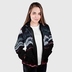 Куртка с капюшоном женская Волнообразные следы белого и красного песка, цвет: 3D-черный — фото 2