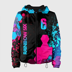 Куртка с капюшоном женская Rainbow Six - neon gradient: надпись, символ, цвет: 3D-черный