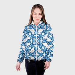 Куртка с капюшоном женская Гжель рисунок цветы, цвет: 3D-белый — фото 2
