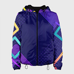 Куртка с капюшоном женская Линии и точки, цвет: 3D-черный