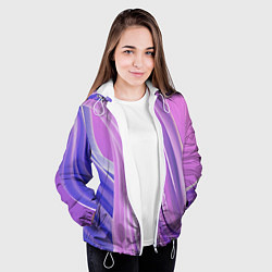 Куртка с капюшоном женская Волнообразные абстрактные розовые паттерны, цвет: 3D-белый — фото 2