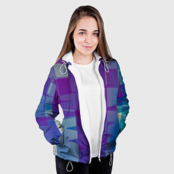 Куртка с капюшоном женская Геометрические объёмные фиолетовые кубы, цвет: 3D-белый — фото 2