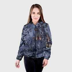 Куртка с капюшоном женская Старый заброшенный замок - Halloween, цвет: 3D-черный — фото 2