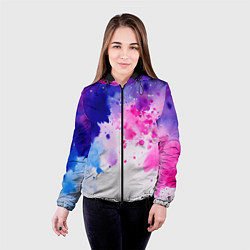 Куртка с капюшоном женская Акварельные кляксы, цвет: 3D-черный — фото 2