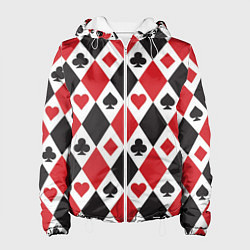 Куртка с капюшоном женская Фон из карточных мастей, цвет: 3D-белый