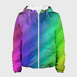 Куртка с капюшоном женская Полосы всех цветов радуги, цвет: 3D-белый