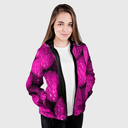 Куртка с капюшоном женская Ягоды малины, цвет: 3D-черный — фото 2
