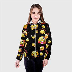 Куртка с капюшоном женская Влюбленные смайлы, цвет: 3D-белый — фото 2