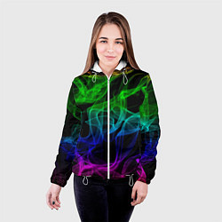 Куртка с капюшоном женская Разноцветный неоновый дым, цвет: 3D-белый — фото 2