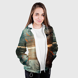 Куртка с капюшоном женская Светло-синий абстрактный фон и брызки красок, цвет: 3D-белый — фото 2