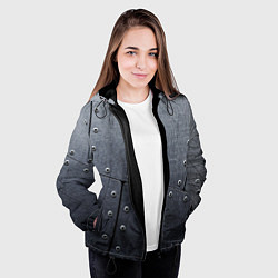 Куртка с капюшоном женская Стальные пластины, цвет: 3D-черный — фото 2
