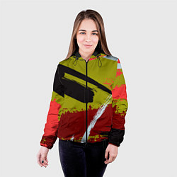 Куртка с капюшоном женская Множество красок на тёмно-зелёном фоне, цвет: 3D-черный — фото 2
