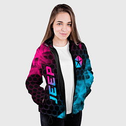 Куртка с капюшоном женская Jeep - neon gradient: надпись, символ, цвет: 3D-черный — фото 2