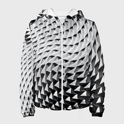 Куртка с капюшоном женская Металлическая абстрактная броня, цвет: 3D-белый