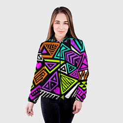 Куртка с капюшоном женская Abstract geometric shapes, цвет: 3D-черный — фото 2