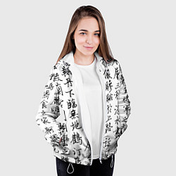 Куртка с капюшоном женская Иероглифная сетка, цвет: 3D-белый — фото 2