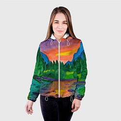 Куртка с капюшоном женская Закат на реке, цвет: 3D-белый — фото 2
